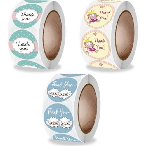 Kawaii Thank You Stickers 25mm Round Cartoon Animal Adhesive seal Labels for Greeting Cards Gift Decoration Stationery