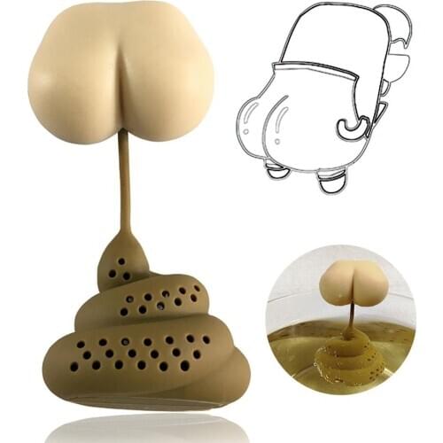 Reusable Silicone Tea Infuser Creative Poop Shaped Funny Herbal Tea Bag Reusable Coffee Filter Diffuser Strainer Tea Accessories