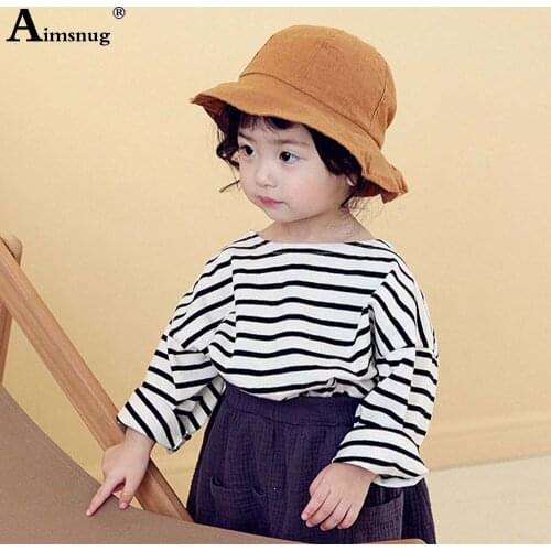 Baby Girls Fashion T-shirt New Stripes Top Casual Pullovers Children Long Sleeve Autumn Leisure Cotton Shirts Kids Clothing 2021