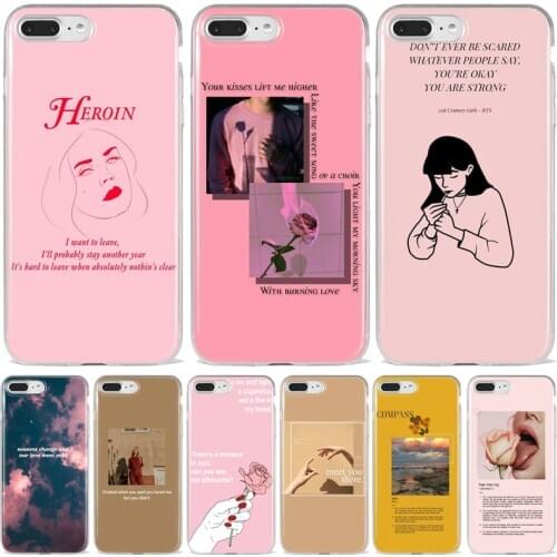 Pink Aesthetics songs lyrics Aesthetic Art Soft Silicone Phone Case Cover for iPhone 8 7 6SPlus 11 12 Mini Pro X XS MAX SE XR