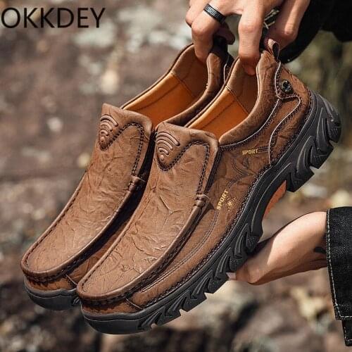 Okkdey 2020 new business leather shoes fashion casual shoes large fashion mens shoes top layer leather mens shoes