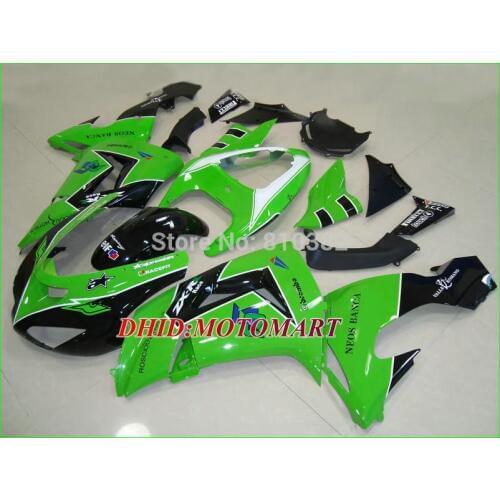 Newst Motorcycle Fairing kit for KAWASAKI Ninja ZX10R 2006 2007 ZX10R 06 07 Green gloss black ABS Fairings set+7 gifts SK44