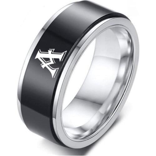 8MM Personalised Initial Ring Engrave A to Z Alphabet Stainless Steel Signet Blank Plain Ring Band 12 Zodiac Ring For Men Women