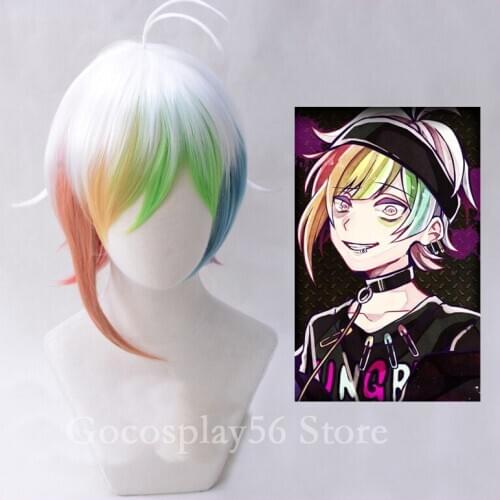 Iida Rintarou Wig EvePRojecT Cosplay Wig Rainbow Mixed Multi Colors White Synthetic Hair Halloween Role Play