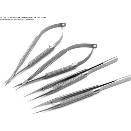 Fine imported stainless steel micro tweezers holding needle forceps scissors round handle surgical surgical instruments combinat
