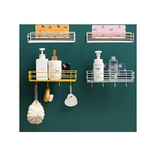 Bathroom Shelf Metal Shelf Storage Rack Stainless Steel Punch-Free Firm Shower Kitchen Fitted Wall Storage Organizer Rack