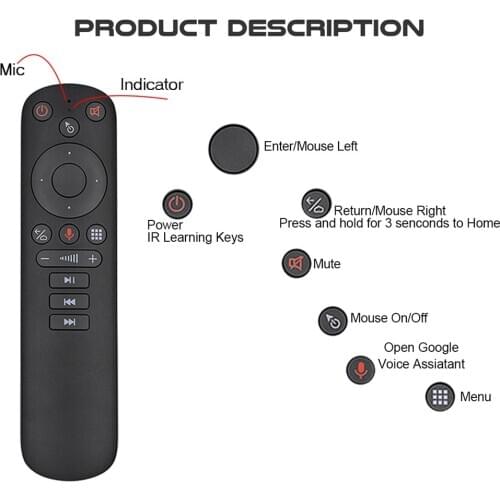 G50s air mouse Google Voice Microphone Gyroscope 2.4G Wireless IR learning remote control for android tv box