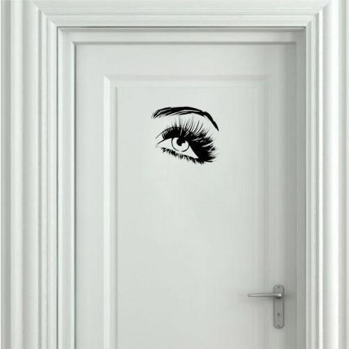 YOJA 20*17.4CM Beautiful Eye Eyelashes Makeup Personality Wall Sticker Door Decal Black Graphical A40345