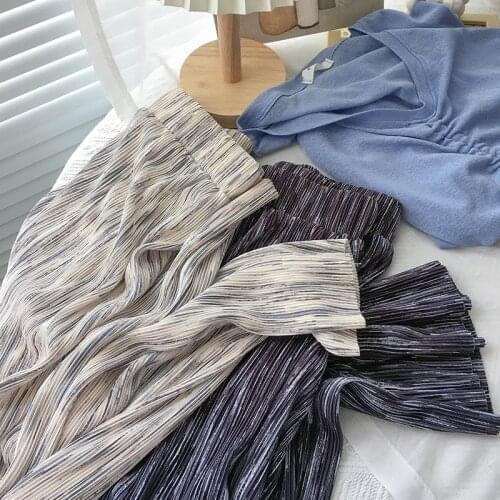 Fashion Retro Tie-dyed Wide Leg Pants Womens 2021 Summer Loose Straight Thin High Waist Causal Pleated Long Pants Streetwear