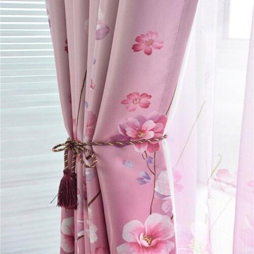 Flower Printed Eaves Curtain Panel for Wedding Room Window Blinds for Bedroom Flower Printed Lot Window Curtains