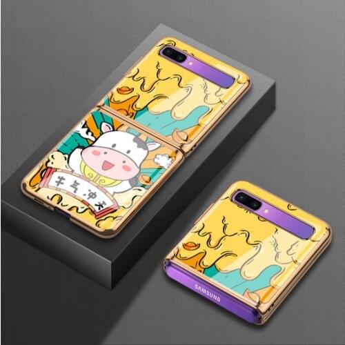 For Samsung zflip mobile phone glass case 5g folding f7070 protective case f700f creative f7000 electroplating n fashion man