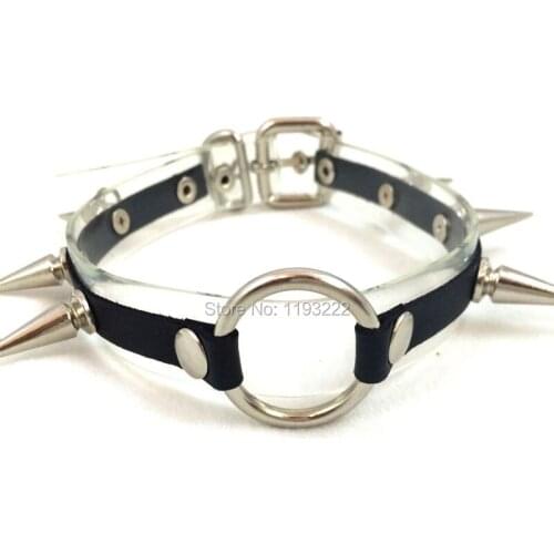 Style Punk Rock Choker, Clear Vinyl Leather Necklace, Spikes Studded O Round Collar Necklace