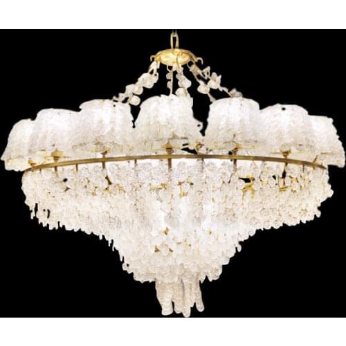 YI-YING Villa Living Room Bedroom American Style Crystal Drop Light Minimalist Living Room Dinning Room LED Chandelier Lamp