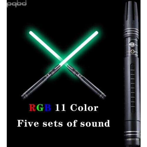 Pqbd RGB Lightsaber Color Change Volume Soundfons Adjustment Blaster Metal Handle Heavy Dueling LED Sword
