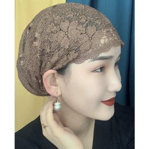 New Design Lace Head Wraps for Women Muslim Turban Cap Islam Headwear Female Headscarf Bonnet Cancer Chemo Hat
