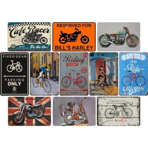 Riding Is Fun Enjoy Your Life with Bicycle Vintage Metal Poster of Motorbike Fixed Gear for Street Yard Sign Farmhouse Decor