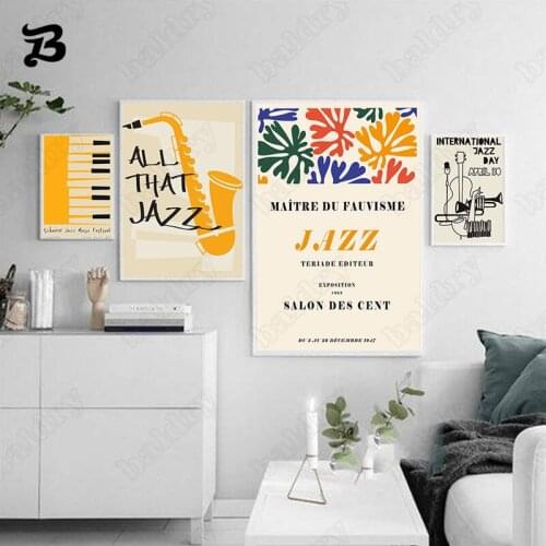 Vintage Music Instrument Poster Wall Art Jazz Guitar Piano Quote Canvas Painting Wall Pictures for Living Room Home Decoration