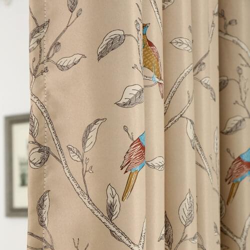 Vintage Birds Print Country Curtains for Living Room Bedroom Decorative Kitchen Curtains Drapes Window Treatments Rustic Style