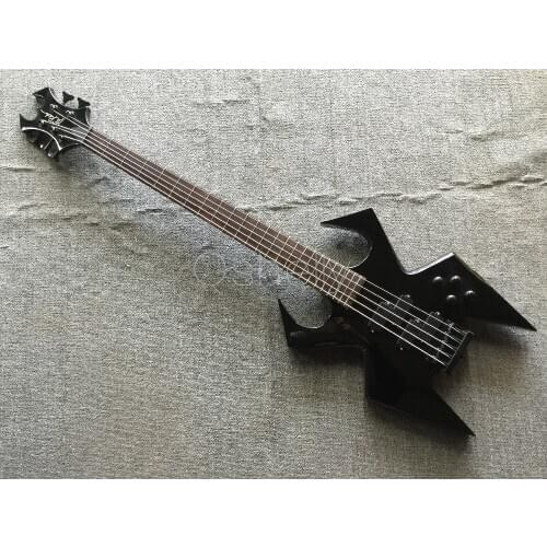 Top Quality QShelly Custom Black BC 5 Strings 24 Frets Double P Bass Pickups 9V Baterry Crab Shap Rich Electric Bass Guitars