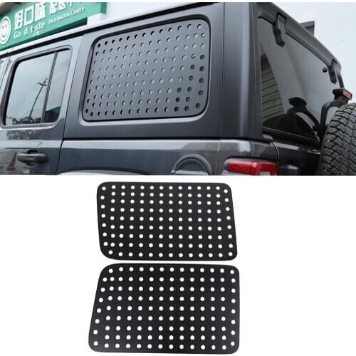 For Jeep Wrangler JL 2018 2019 2020 4- Doors Rear Car Door Triangle Glass Panel Trim Cover Decorative External Accessory Black