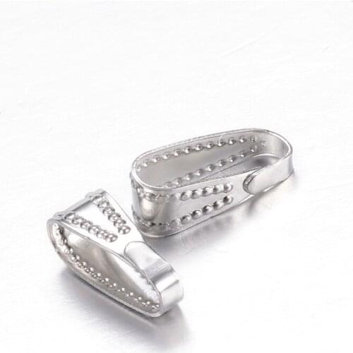 304 Stainless Steel Snap On Bails, Stainless Steel Color, 11x4x4.5mm, Hole: 10x3.5mm