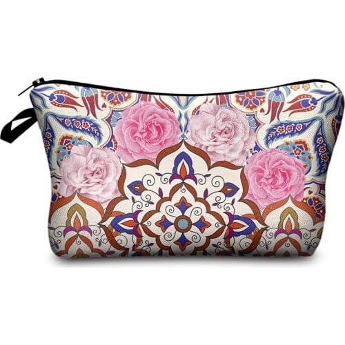 Roses Cosmetic Bag Print Women Brand makeup bags Cute bag headset candy Cosmetic printing Collection Casual men zipper new Flowe