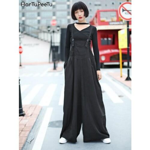Stylish Summer 2020 Overalls for Women 90s Wide Leg Jumpsuit Plus Size Ankle-length 4 Loops Adjusted Straps Side Pockets Buttons