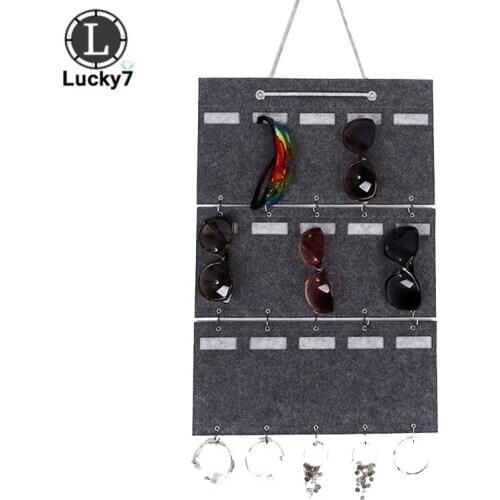 15 Slots Felt Sunglasses Hanging Bag Dormitory Wall Door Glass Organizer Storage Pocket Home Shop Glasses Display Packages