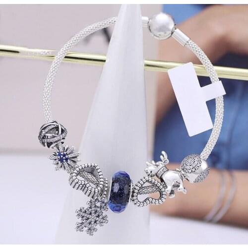 2020 New 925 Sterling Silver Hollow Plain Silver Love Elk Beaded Silver Silk Woven Bracelet For Women Wedding Fashion Jewelry