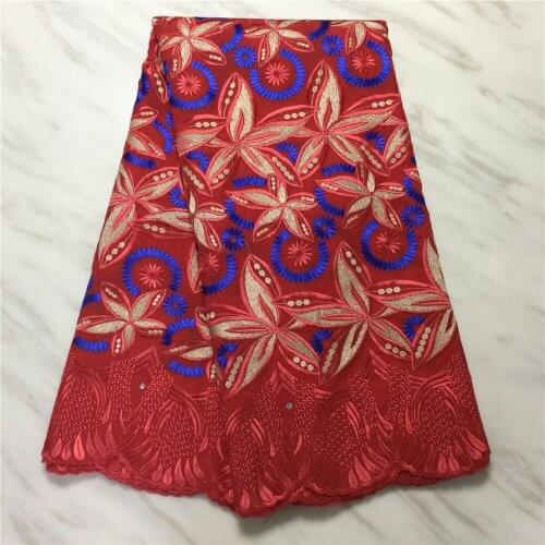 2021 High Quality Red African Swiss Voile Lace Fabric With Stones Soft Embroidery Dry Voile Lace Materials In Switzerland Sewing