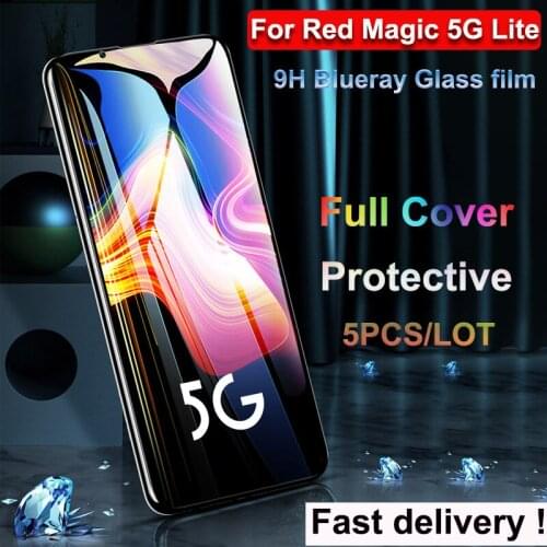 5PCS For ZTE Nubia Red Magic 5G Lite Glass Cover blue ray Tempered Glass Film RedMagic 5G Lite Screen Protector Protective Film