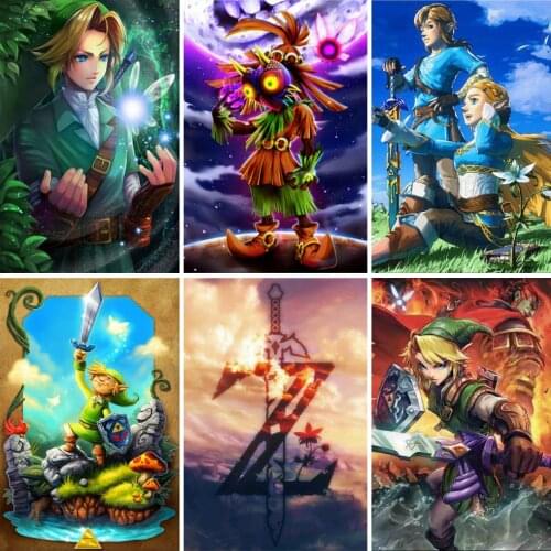 5D DIY Diamond Painting Cartoon Zelda Wall Art Pictures Full Square Round 3D Embroidery Diamond Mosaic Cross Stitch Home Decor