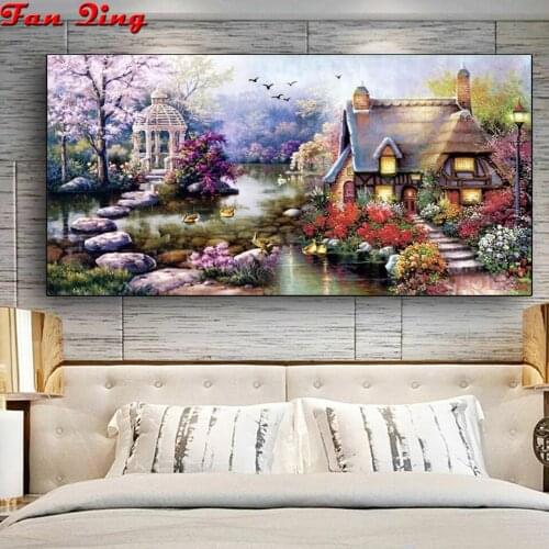 5D DIY full Square/Round drill Lakeside Villa diamond embroidery Rhinestones mosaic home Decor diamond painting