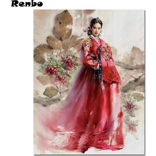 Korea style Diamond embroidery woman Cross stitch 5D DIY Diamond painting Full Square Round Diamond mosaic Rhinestone Decoration