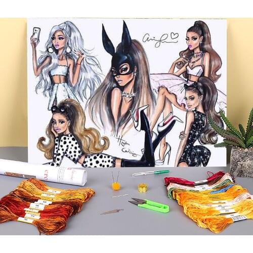 Ariana Grande Printed 11CT Cross-Stitch Complete Kit DIY Embroidery DMC Threads Hobby Handicraft Sewing Needlework Different