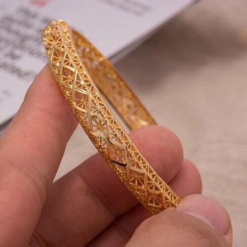 1pcs New Women Bangles Gold Color Simple Wedding Bride Africa Bangle Bracelet Female Wedding Jewelry