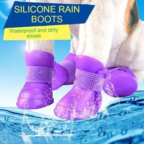 Pet Dog Cats Rain Shoes Pet Boots Rubber Portable Anti Slip Waterproof Pet Dog Cat Rain Shoes Pet Supplies Size S/M/L/XL/XXL