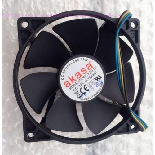 For Akasa 9025 9cm Fan F129025dmaf 0.18a round Suspension Wing 4-Wire Speed Control Mute cooler