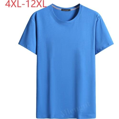 Summer Cotton 4XL-12XL T Shirts Men Simple O Neck Stretch Solid New Tops Clothing Casual Tshirt Man Streetwear Cool Tee Shirts
