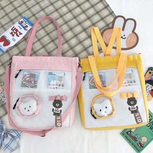 Women Ins Korean Shoulder Canvas Bag Ladies Handbag Backpack Wallets With Zipper Female Schoolbag Cute Books Bag for Girl Studen