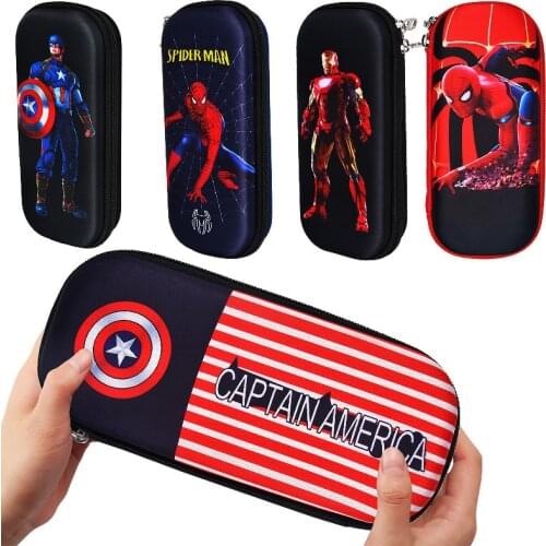 Disney Marvel Avengers Spider-Man Iron Man Stationery Box Spider-Man Pencil Case Anime Stationery Box Cartoon Pencil Case
