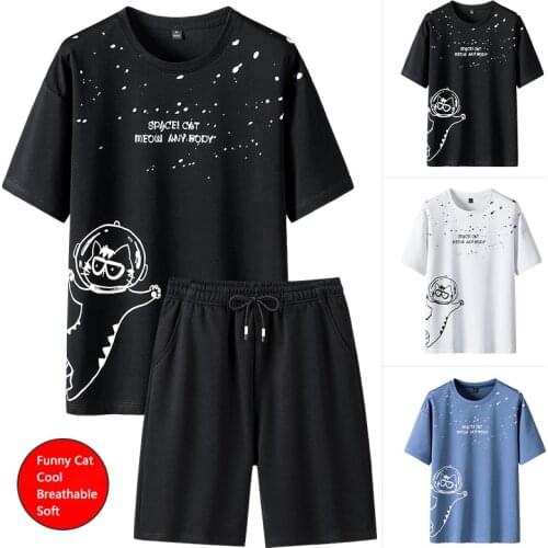 Tracksuit Men Sets Printed Mens Joggers Set Sweet Korean Fashion Mens Clothing New Summer Breathable Soft Man T Shirt Shorts
