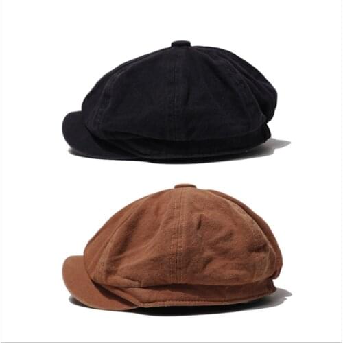 Korean Version Short Brim Solid Color Men Newsboy Hat Spring Autumn Fashion New Painter Beret Peaked Cap