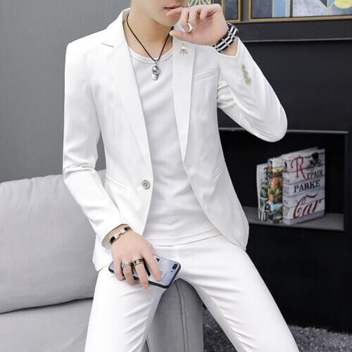 One Button 2 Piece White Slim Fit Men Formal Suit Custom Simple Groom Wedding Tuxedo Slim Fit Prom Wedding Men Suit With Pants