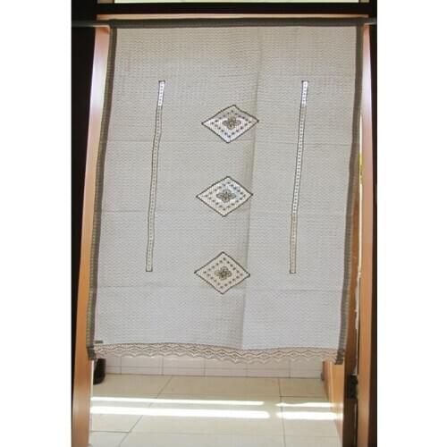 Handmade embroidered kitchen curtains lace edge shutter shower curtains decorated for cafe home textile beige