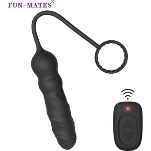 Vibrating Prostate Massager Male Penis Cock Ring Buttplug Vibrator Adult Sex Toy For Men Wireless Remote Silicone Anal Butt Plug