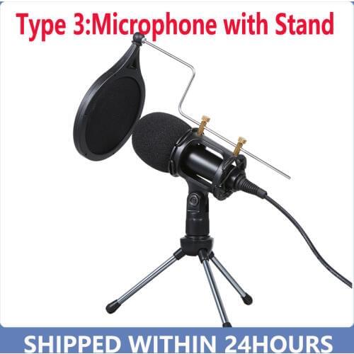 Wired Microfone condensador Audio 3.5mm Studio Mic Vocal Recording KTV Micro with Stand for PC Phone microphone professionnel