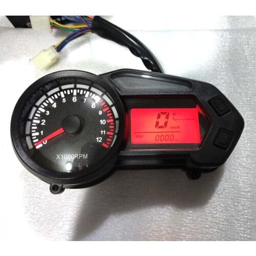 Motorcycle Speedometer LCD Digital 12000RPM Speedometer Odometer Tachometer Gauge Universal For ATV Motorbike Red and Blue Color