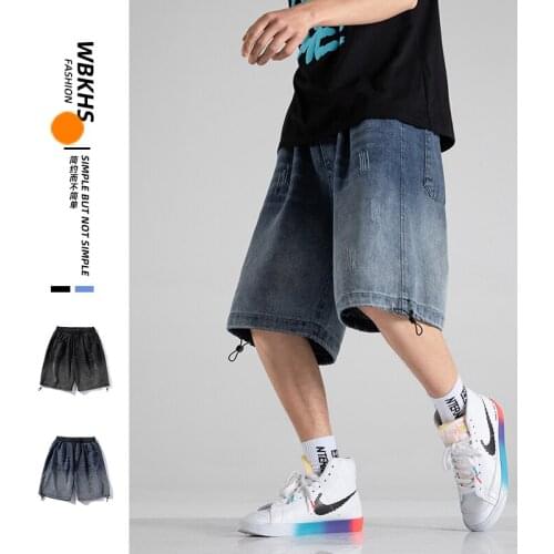 2021 Summer Men New Style Denim Knee Length Pants Casual Loose Shorts