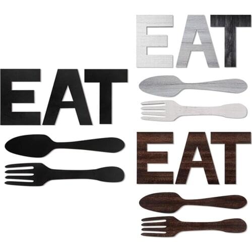 Set Of EAT Sign, Fork And Spoon Wall Decor, Rustic Wood Eat Decoration,Decoration Hang Wood Letters For Wall Art